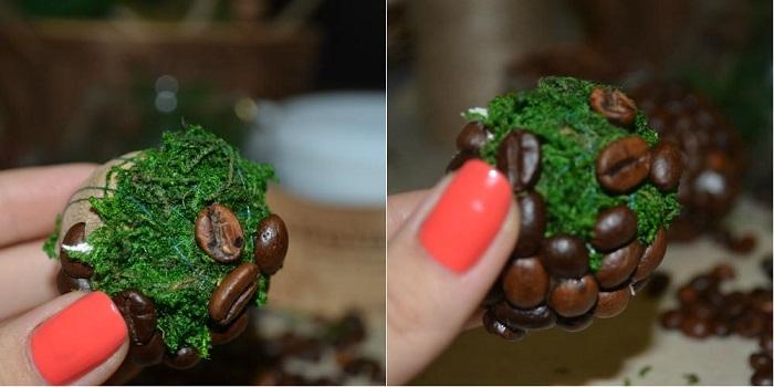 Остальная часть покрывается зернами кофе