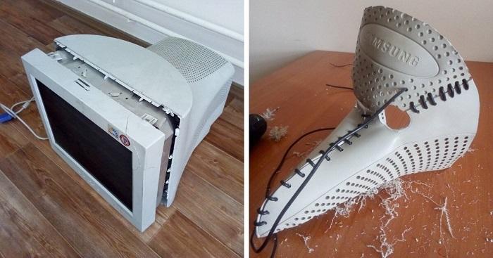 Необычная маска чумного доктора из старого монитора